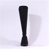 Miss Elastic Wedge Long Boot - Black Stretch
